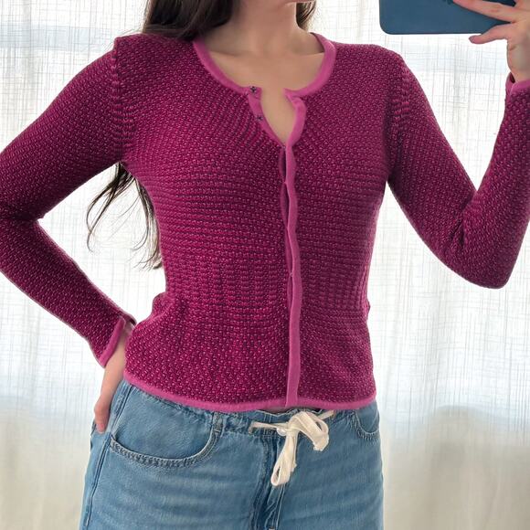 Ann Taylor Petites Pink Sweater Cardigan Size S Cashmere Mohair Rabbit Hair Wool - Picture 1 of 7